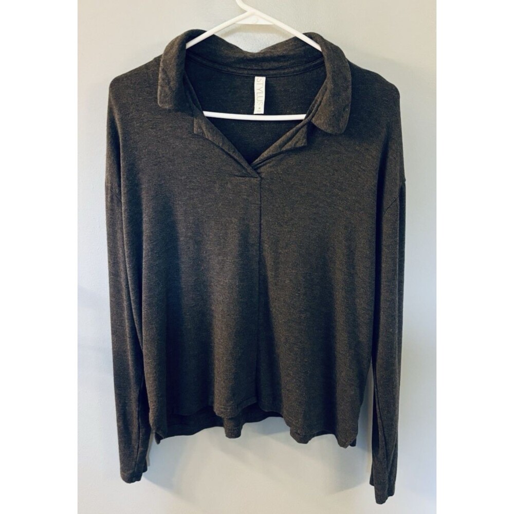 Stylus Women’s Stretch Collared Top Size M Gray